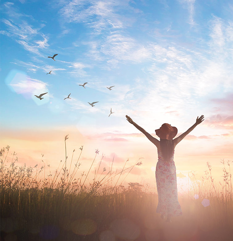 Surrender,And,Praising,Concept:,Silhouette,Of,Healthy,Christian,Woman,Raised